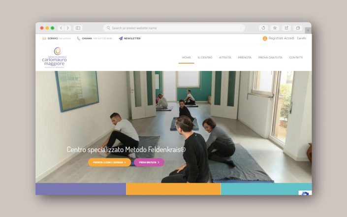 Home page del Centro Feldenkrais Carlomauro Maggiore Branding identity, Logo design, Visual design, Web design: Greta Beneforti