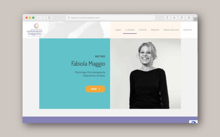 Pagina chi siamo del Centro Feldenkrais Carlomauro Maggiore Branding identity, Logo design, Visual design, Web design: Greta Beneforti