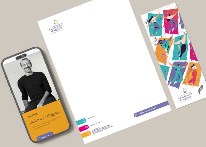 Immagine coordinata del Centro Feldenkrais Carlomauro Maggiore Branding identity, Logo design, Visual design, Web design - Greta Beneforti