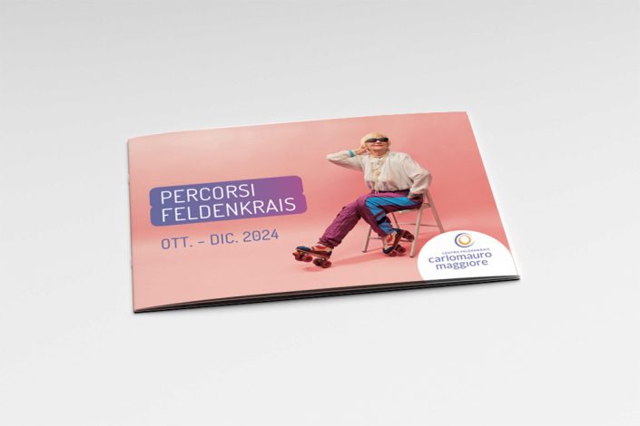Pieghevole 2024 chiuso – Centro Feldenkrais Carlomauro Maggiore – Visual design Branding design, Logo design, Visual design, Web design: Greta Beneforti